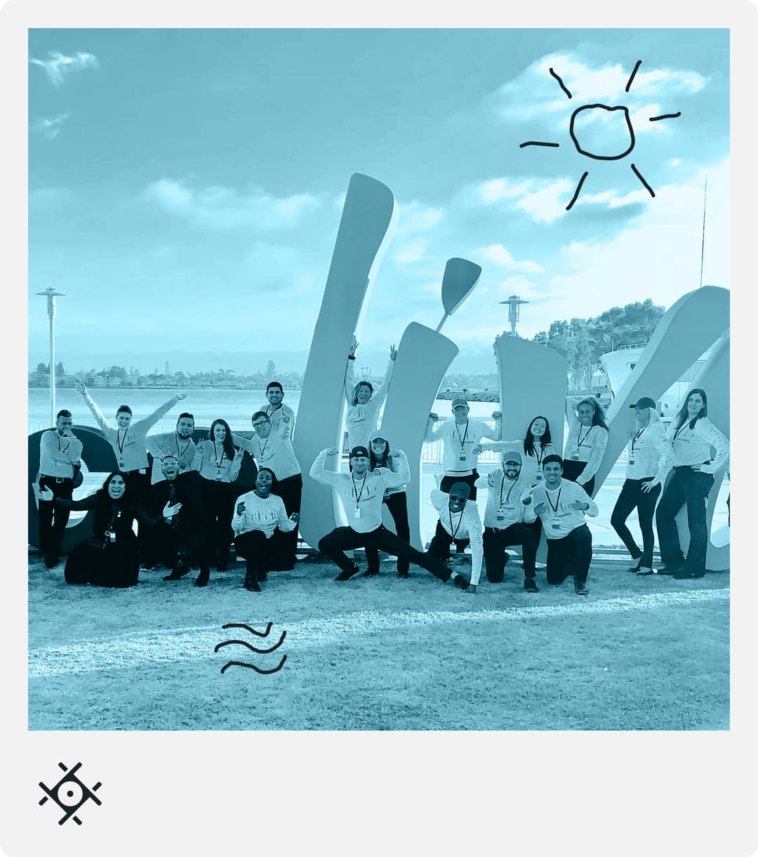 Polaroid-style photo of the CiscoLive event team